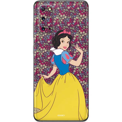 Disney Snow White Character with Floral Pattern Galaxy S20 Skin