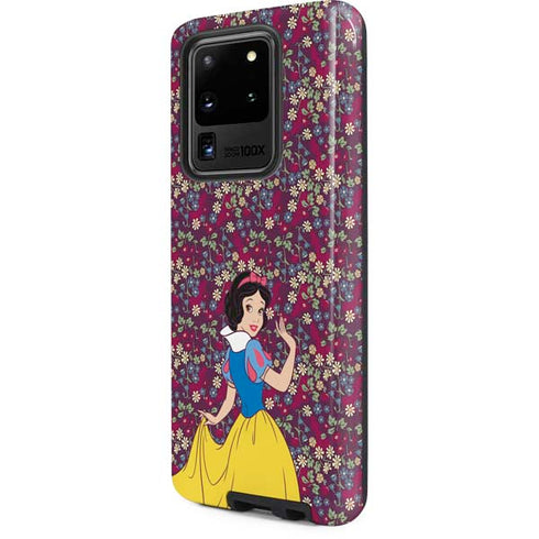 Disney Snow White Character with Floral Pattern Galaxy S20 Ultra 5G Pro Case