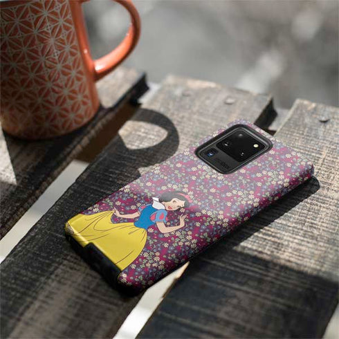 Disney Snow White Character with Floral Pattern Galaxy S20 Ultra 5G Pro Case