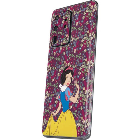 Disney Snow White Character with Floral Pattern Galaxy S20 Ultra 5G Skin