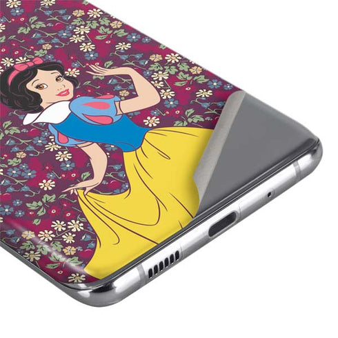Disney Snow White Character with Floral Pattern Galaxy S20 Ultra 5G Skin