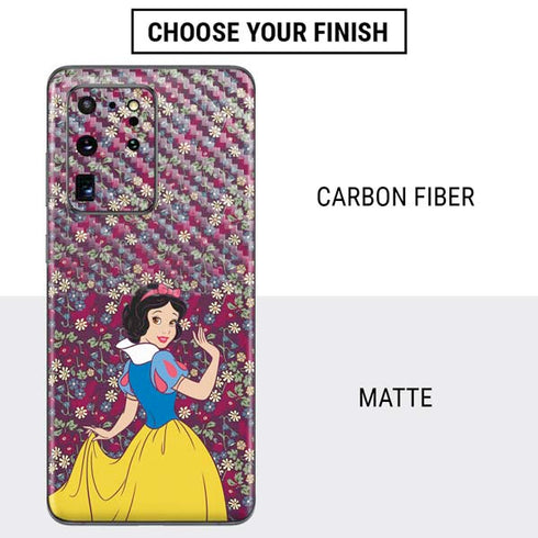 Disney Snow White Character with Floral Pattern Galaxy S20 Ultra 5G Skin