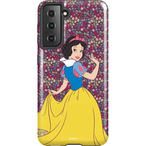 Disney Snow White Character with Floral Pattern Galaxy S21 5G Pro Case