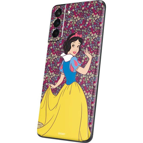 Disney Snow White Character with Floral Pattern Galaxy S21 5G Skin