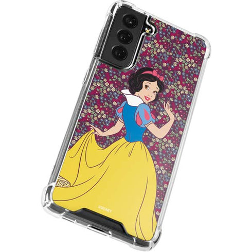 Disney Snow White Character with Floral Pattern Galaxy S21 FE Clear Case