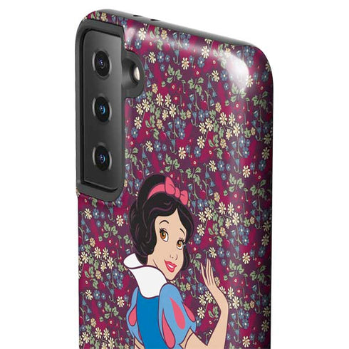 Disney Snow White Character with Floral Pattern Galaxy S21 FE Pro Case