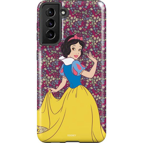 Disney Snow White Character with Floral Pattern Galaxy S21 Plus 5G Pro Case
