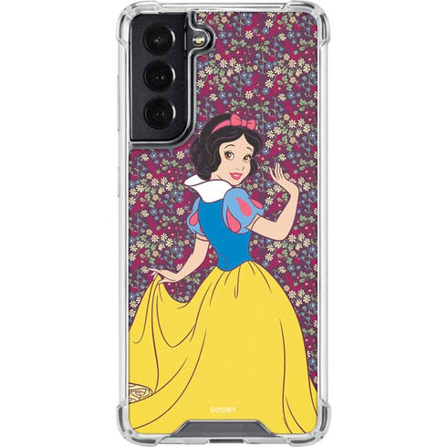 Disney Snow White Character with Floral Pattern Galaxy S22 Clear Case