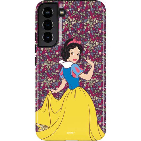 Disney Snow White Character with Floral Pattern Galaxy S22 Plus Pro Case