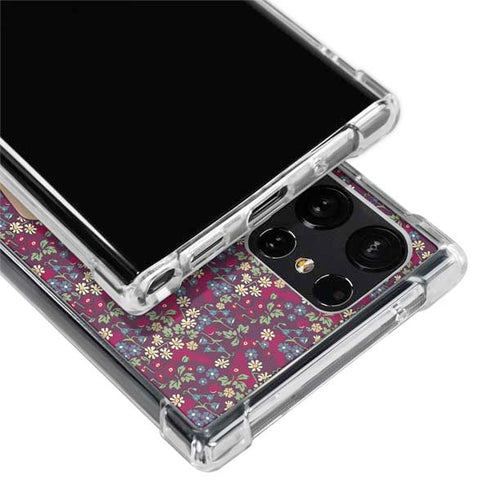 Disney Snow White Character with Floral Pattern Galaxy S22 Ultra Clear Case