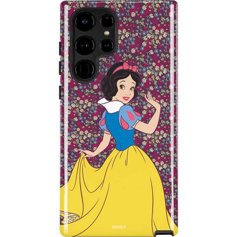 Disney Snow White Character with Floral Pattern Galaxy S22 Ultra Pro Case