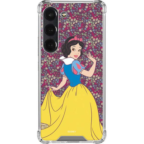 Disney Snow White Character with Floral Pattern Galaxy S23 Clear Case