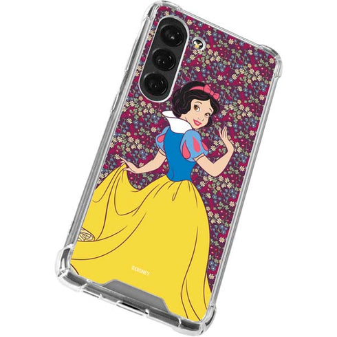 Disney Snow White Character with Floral Pattern Galaxy S23 Clear Case