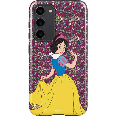 Disney Snow White Character with Floral Pattern Galaxy S23 Plus Pro Case