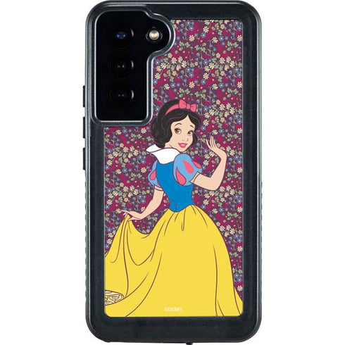 Disney Snow White Character with Floral Pattern Galaxy S23 Plus Waterproof Case