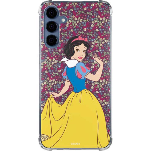 Disney Snow White Character with Floral Pattern Galaxy S24 Clear Case