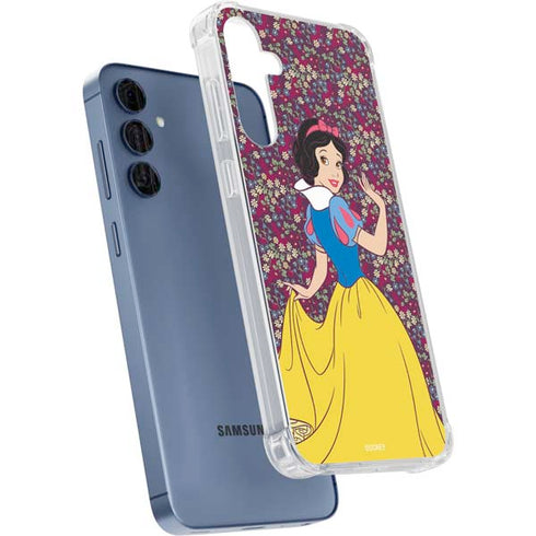 Disney Snow White Character with Floral Pattern Galaxy S24 Clear Case