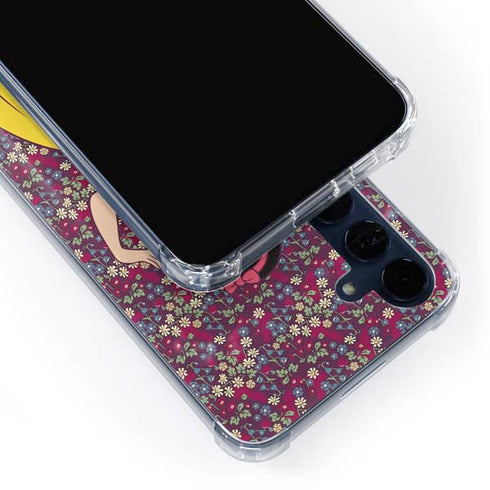 Disney Snow White Character with Floral Pattern Galaxy S24 Clear Case