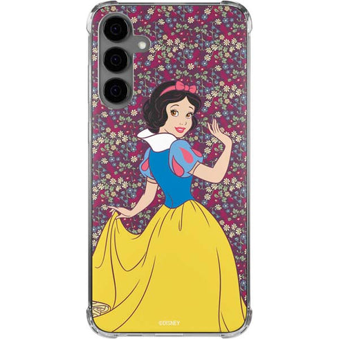 Disney Snow White Character with Floral Pattern Galaxy S24 Plus Clear Case