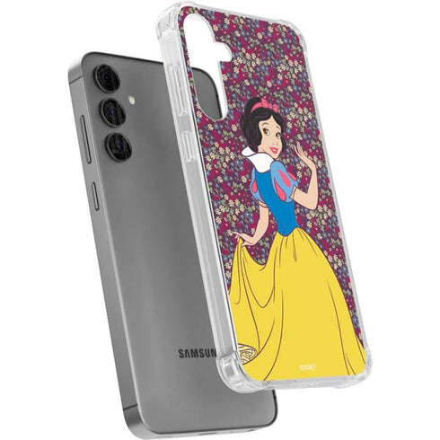 Disney Snow White Character with Floral Pattern Galaxy S24 Plus Clear Case
