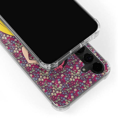 Disney Snow White Character with Floral Pattern Galaxy S24 Plus Clear Case