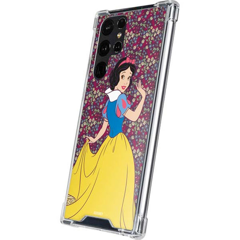 Disney Snow White Character with Floral Pattern Galaxy S24 Ultra Clear Case