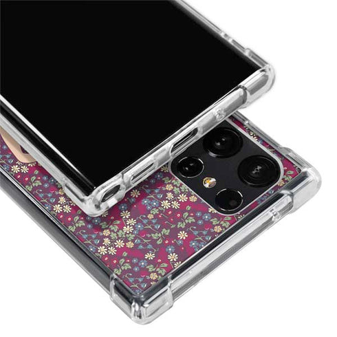 Disney Snow White Character with Floral Pattern Galaxy S24 Ultra Clear Case