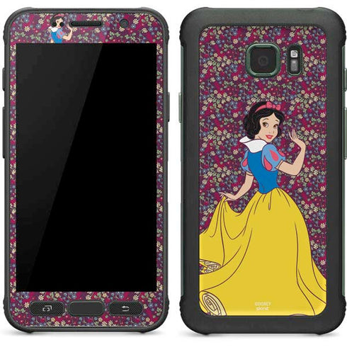Disney Snow White Character with Floral Pattern Galaxy S7 Active Skin