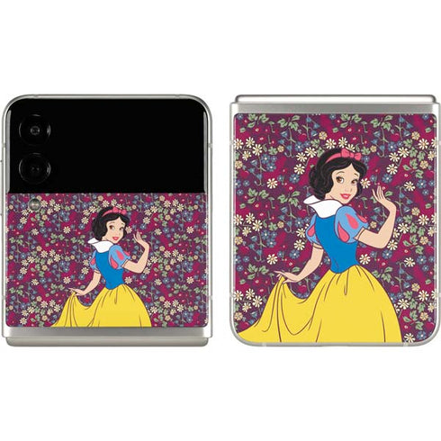 Disney Snow White Character with Floral Pattern Galaxy Z Flip3 5G Skin