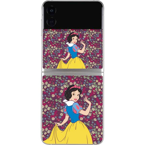 Disney Snow White Character with Floral Pattern Galaxy Z Flip3 5G Skin