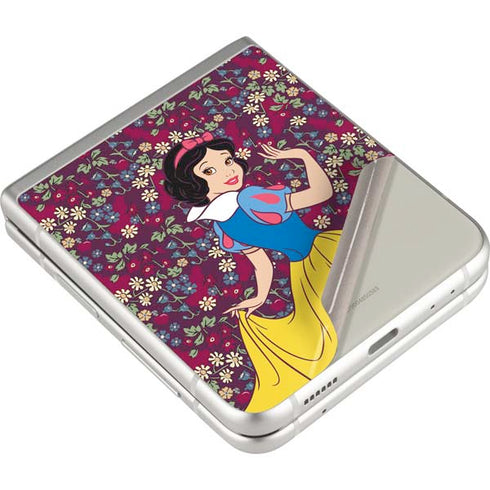 Disney Snow White Character with Floral Pattern Galaxy Z Flip3 5G Skin