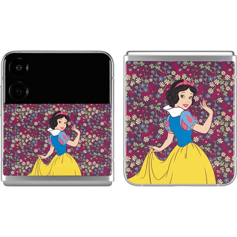 Disney Snow White Character with Floral Pattern Galaxy Z Flip4 5G Skin