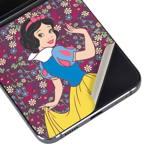 Disney Snow White Character with Floral Pattern Galaxy Z Flip5 5G Skin