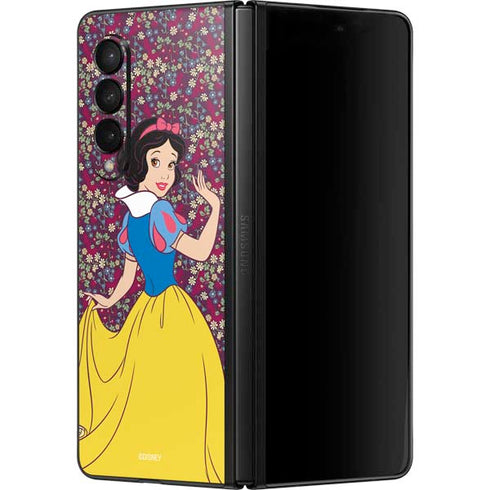Disney Snow White Character with Floral Pattern Galaxy Z Fold3 5G Skin