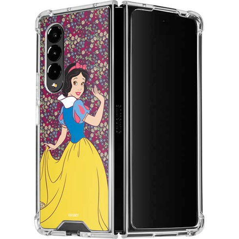 Disney Snow White Character with Floral Pattern Galaxy Z Fold4 5G Clear Case