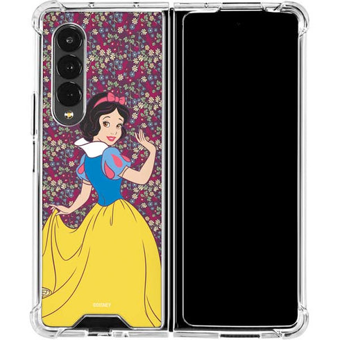 Disney Snow White Character with Floral Pattern Galaxy Z Fold4 5G Clear Case