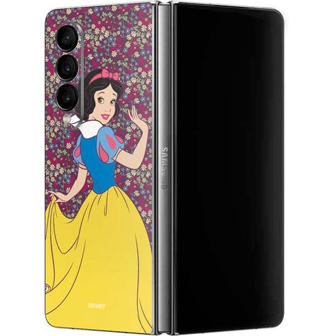 Disney Snow White Character with Floral Pattern Galaxy Z Fold4 5G Skin