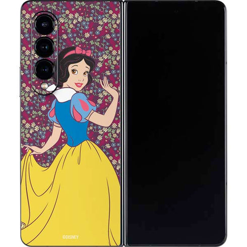 Disney Snow White Character with Floral Pattern Galaxy Z Fold4 5G Skin