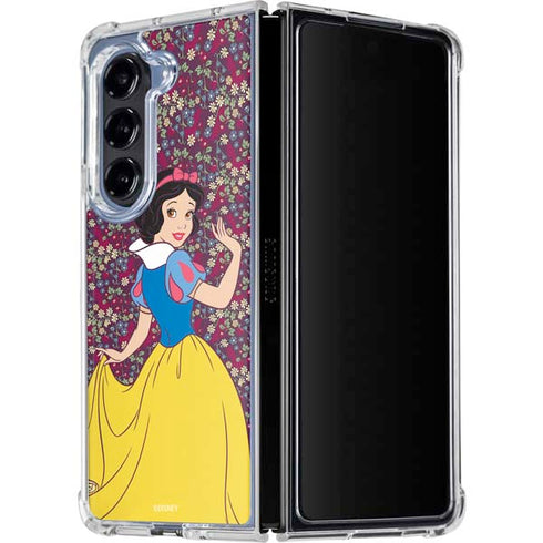 Disney Snow White Character with Floral Pattern Galaxy Z Fold5 5G Clear Case