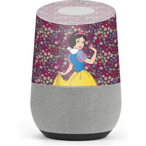 Disney Snow White Character with Floral Pattern Google Home Skin