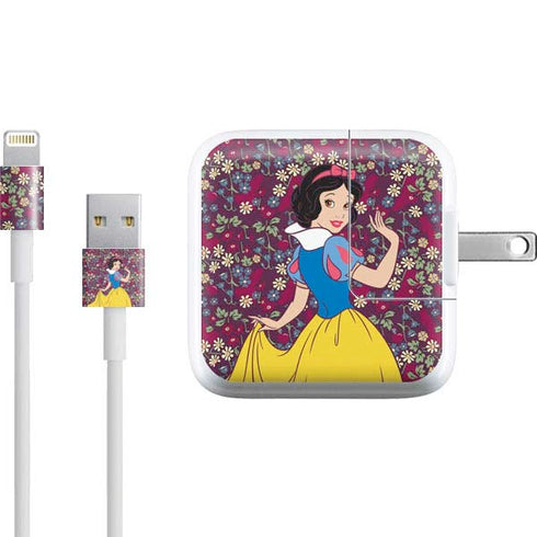 Disney Snow White Character with Floral Pattern iPad Charger (10W USB) Skin