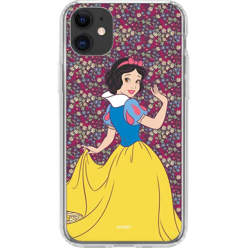 Disney Snow White Character with Floral Pattern iPhone 11 Clear Case