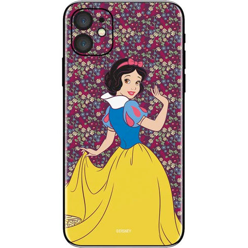 Disney Snow White Character with Floral Pattern iPhone 11 Skin