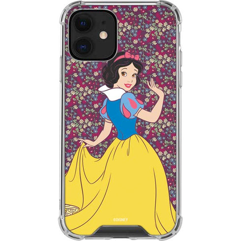 Disney Snow White Character with Floral Pattern iPhone 12 Clear Case