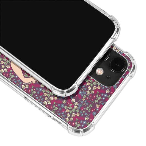 Disney Snow White Character with Floral Pattern iPhone 12 Clear Case