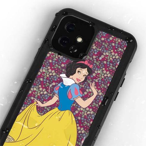 Disney Snow White Character with Floral Pattern iPhone 12 Mini Waterproof Case