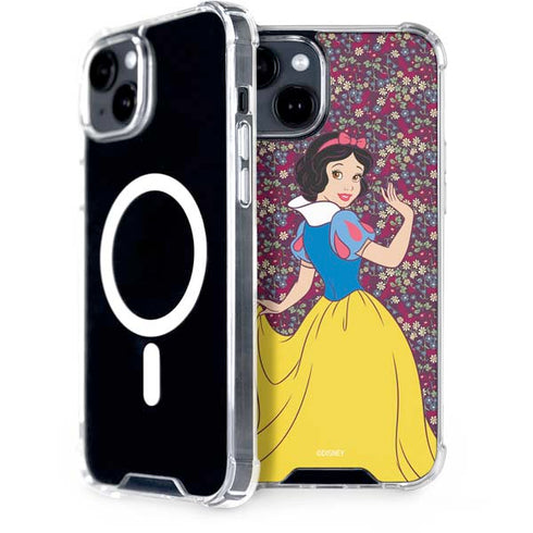 Disney Snow White Character with Floral Pattern iPhone 13 MagSafe Case