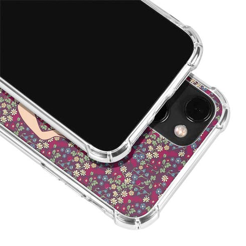 Disney Snow White Character with Floral Pattern iPhone 13 Mini Clear Case