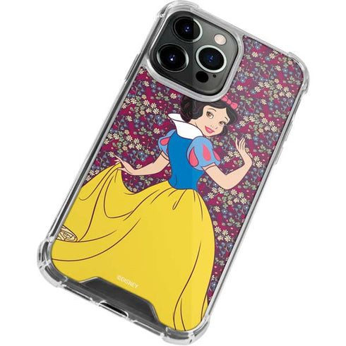 Disney Snow White Character with Floral Pattern iPhone 13 Pro Clear Case