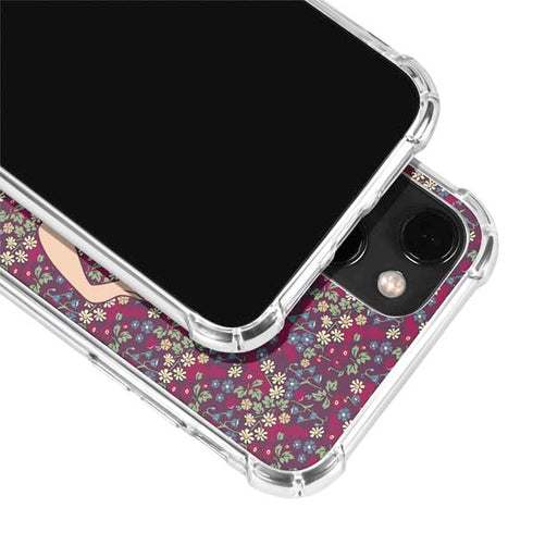 Disney Snow White Character with Floral Pattern iPhone 14 Plus Clear Case